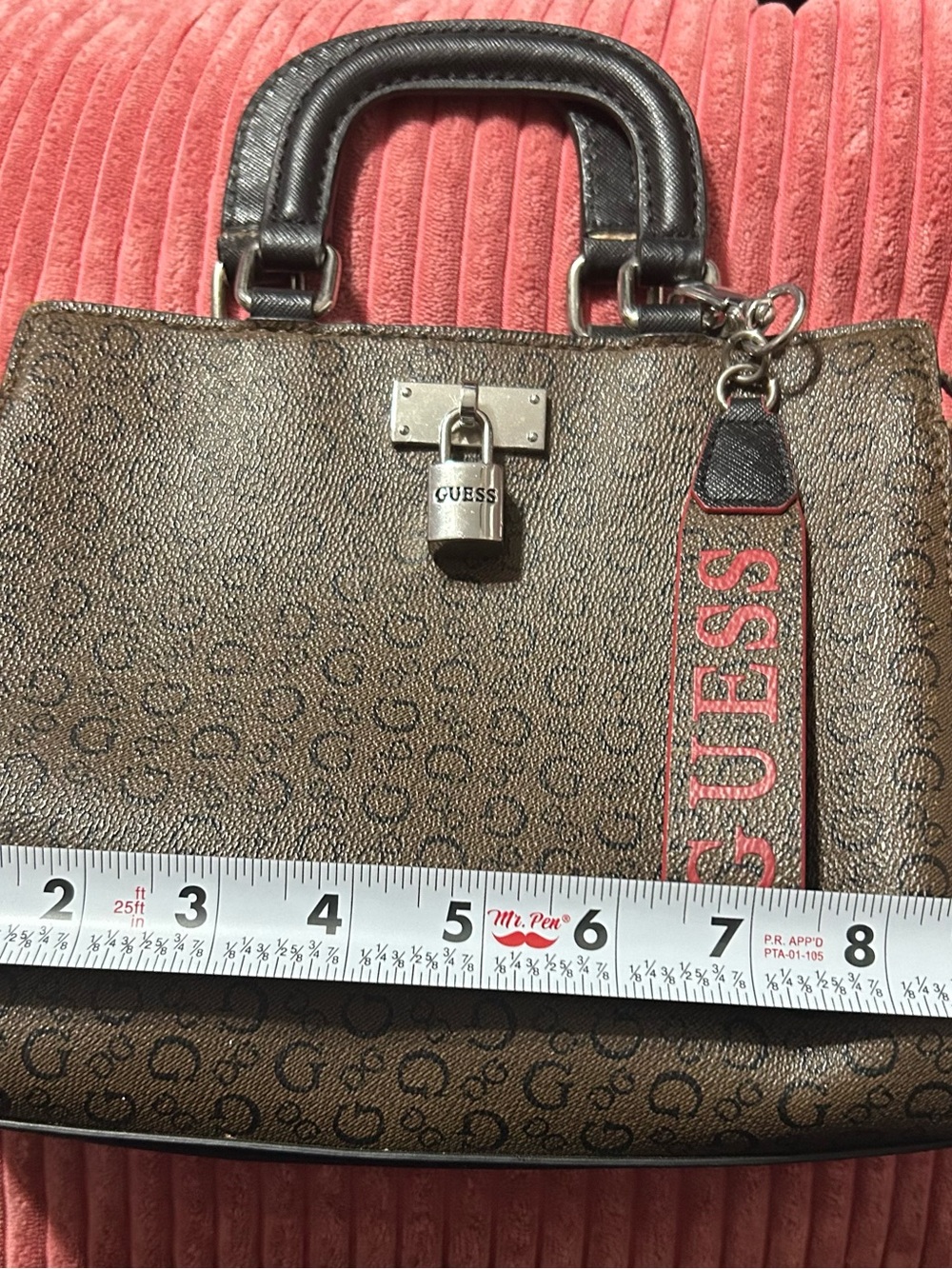 Guess Brown and Black Logo Crossbody Bag with Red Accent - Picture 11 of 11
